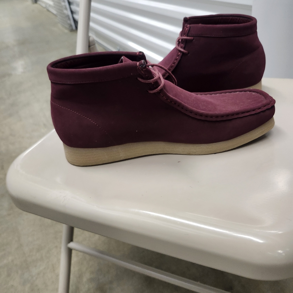 Burgundy Ankle Boots with Beige Sole
